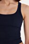 Women's Slim Fit Slim Fit Thin Strap U Neck Navy Blue Body Undershirt - 3