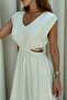 100% Cotton Waist Cut Out V-Neck Dress 30003 - 4