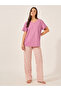 Floral Printed Pajama Set with V-Neck T-Shirt