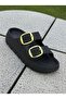 Trendy Women's Black Double Buckle Orthopedic Comfortable Wet Floor Suitable Pool Beach Slippers - 2
