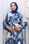Patterned Hijab Dress Indigo 508 - 2