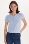 Women's Slim Fit Slim Fit Short Sleeve Crew Neck Buttoned Blue Cardigan - 4