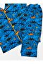 Boys' 100% Cotton Dinosaur Patterned Blue Shirt Collar Buttoned Short Sleeve Seasonal Pajama Set - 4