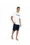 Men's Bottom Top Round Neck Pajama Shorts Set Relaxed Short Sleeve Crew Neck