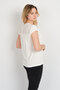 Women's V-Neck Shoulder and Back Tulle Detailed Short Sleeve Blouse 4148 Ecru - 4