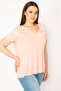 Women's Plus Size Salmon Front Patty Zippered Lace Detailed Blouse 65n32951