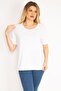Women's Large Size White Cotton Fabric Crew Neck Blouse 65n28808