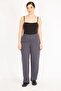 Women's Smoked Large Size Iron Print Grass Stitching Elastic Waist Pants with Side Pockets 65n36112 - 6
