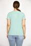 Women's Green V-Neck Front Ornamental Buttoned Camisole Fabric Short Sleeve Blouse 65n36550 - 4