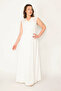 Women's Large Size Bone Lace Detailed Lined Long Dress 65N36782 - 3