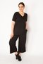 Women's Black Camisole Knitted Elastic Waist Wide Leg Trousers V-Neck Blouse Suit 65N32939 - 5