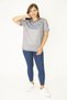 Women's Large Size Gray Raglan Sleeve Coverstitched Sports Blouse 65N36951 - 7
