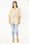 Women's Large Size Beige Woven Viscose Fabric Front Buttoned Short Sleeve Shirt 65N36954 - 5