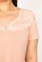 Women's Plus Size Salmon Front Patty Zippered Lace Detailed Blouse 65n32951 - 4