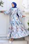 Patterned Hijab Dress Blue 544 - 5