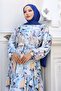 Patterned Hijab Dress Blue 544 - 2