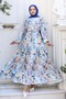 Patterned Hijab Dress Blue 544 - 4