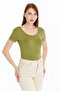 Women's Soft Touch Oil Green Pool Collar Short Sleeve Blouse - 3