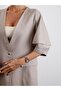Women's Unlined Taupe Balloon Sleeve Linen Jacket - 4