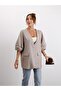 Women's Unlined Taupe Balloon Sleeve Linen Jacket