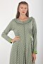 Green Floral Pattern Zipper Long Sleeve Women Dress - 3