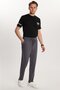 Men's Slim Fit Cotton Tie Waist Side Pockets Folded Leg Jogger Anthracite Trousers - 4