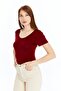 Women's Soft Touch Burgundy Pool Collar Short Sleeve Blouse - 4