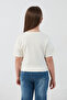 Ribbed Text Printed Lycra Girl's T-Shirt - 3