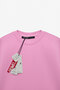 Vela women's flexible fabric bicycle collar oversize fit pink t-shirt - 2