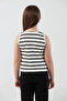 Striped Ribbed Halter Neck Lycra Girl's Bodysuit - 4