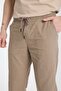 Men's Cotton Linen Bermuda Capri Long Shorts with Elastic Waist Below the Knee - 4