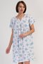 Women's Large Size Short Sleeve Blue Nightgown 100% Cotton C3T8N7O161