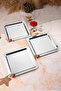 3-Piece Luxury Cherry Silver Square Accessories Stainless Steel Coffee, Tea, Decorative Presentation Serving Tray
