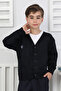 8-9-10-11-12 Years Old Dark Blue Buttoned Knitwear School Children's Cardigan - 2