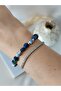 Blue - Navy Blue Lapis Lazuli Stone Color Special Design Natural Stone Porcelain Bead Bracelet