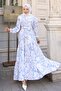 Patterned Hijab Dress Lilac 555 - 5