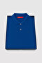 Regular Fit Cobalt Blue Pique Textured 100% Cotton Non-Curling Polo Collar Embroidered T-Shirt - 5