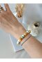 Yellow Agate Natural Stone Green Flower Porcelain Beads Special Design Bracelet - 6