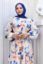 Patterned Hijab Dress Cobalt Blue 557 - 2