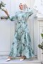 Patterned Hijab Dress Green 554 - 5