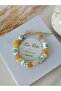 Yellow Agate Natural Stone Green Flower Porcelain Beads Special Design Bracelet - 5