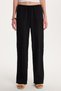 Women's Relax Fit Elastic Waist Tie Palazzo Wide Leg Black Trousers - 2