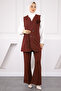Burgundy Shirt Vest Pants Combination Set - 2