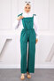Emerald Green Linen Jumpsuit with Pocket Detail - 2