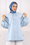 Blue Baby Collar Balloon Sleeve Shirt