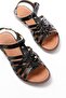 205-208 Black Genuine Leather Orthopedic Sole Women's Sandals - 5