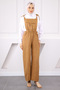 Brown Linen Jumpsuit with Pocket Detail - 2