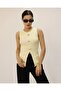 Yellow Ottoman Fabric Zero Sleeve Stylish Summer Sun Series Blouse – with Metal Accessories – 7293 - 2
