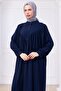 Buttoned Front Eva Hijab Dress Navy Blue Hm2757 - 6