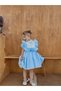 Defne Blue Bow Vintage Baby Girl Dress, birthday dress, photo shoot dress, suitable for ages 0-7 - 6